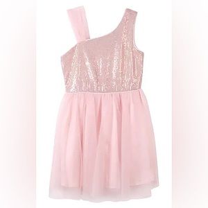 New with tags, Zunie Kids' Asymmetrical Sequin Bodice Dress In Rose Gold Size 14
